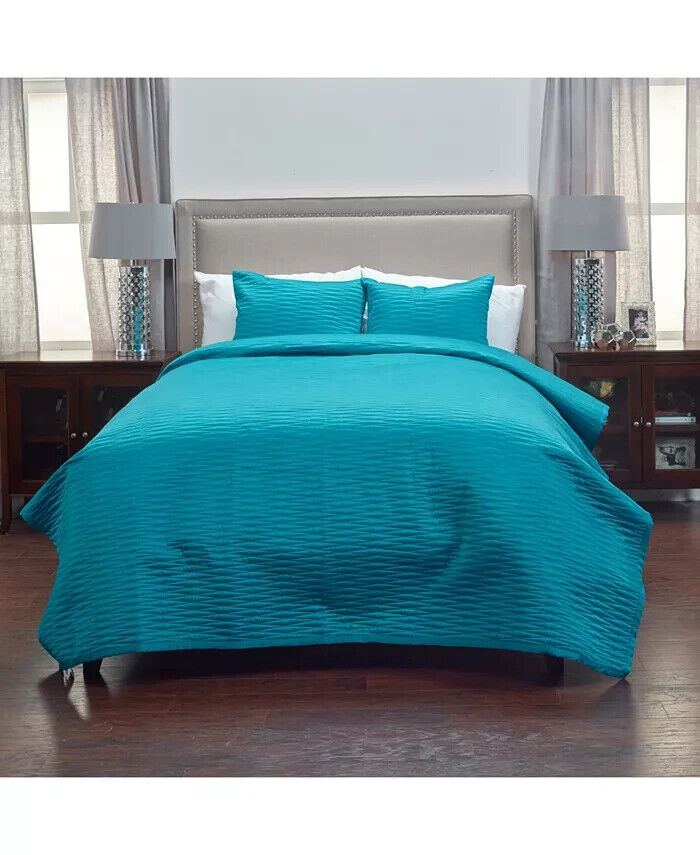 Rizzy Home Parker Quilt Set, Teal King